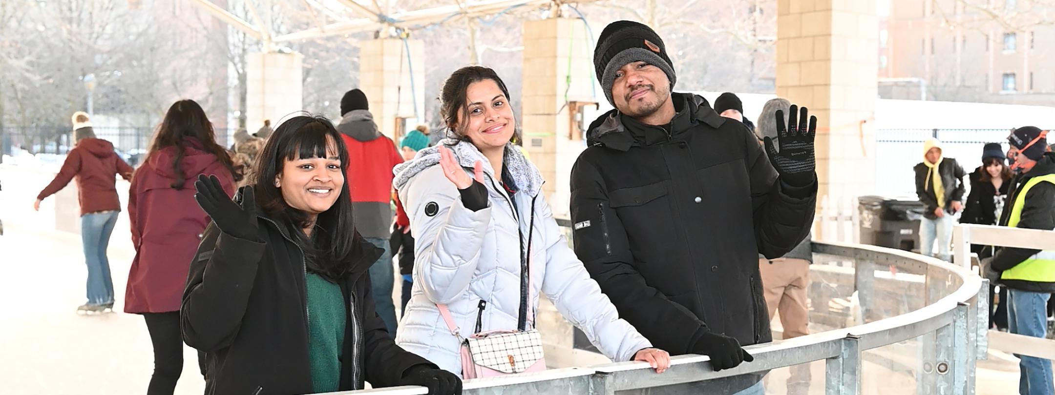 Students ice skating